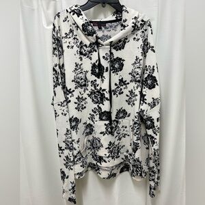NWOT black and white floral knit hoody